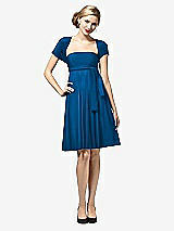 Front View Thumbnail - Cerulean Twist Wrap Convertible Mini Dress