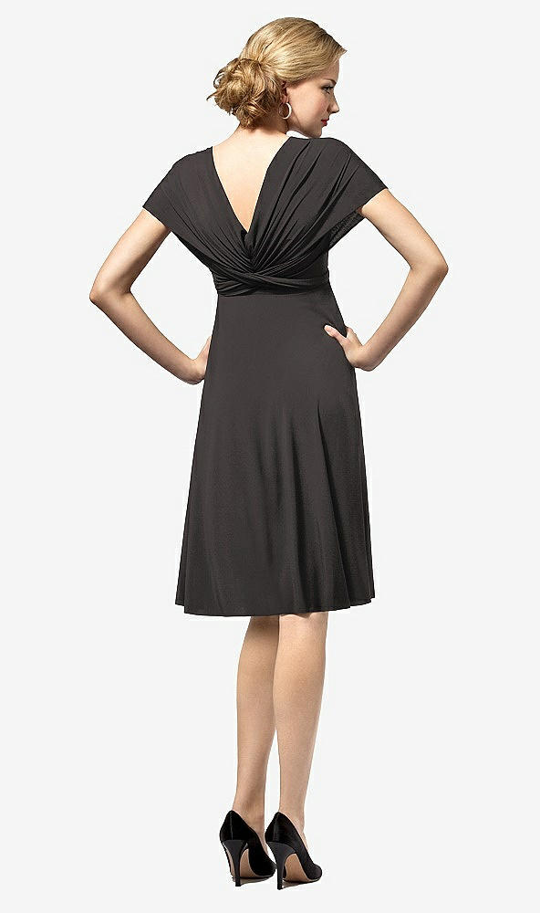 Back View - Graphite Twist Wrap Convertible Mini Dress