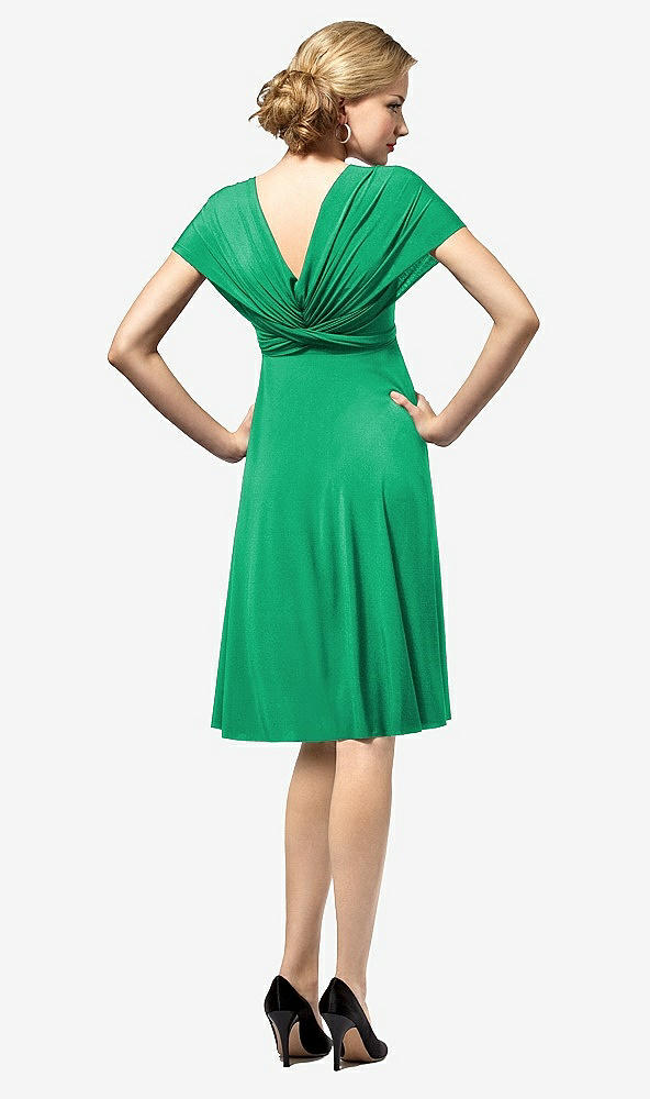 Back View - Pantone Emerald Twist Wrap Convertible Mini Dress