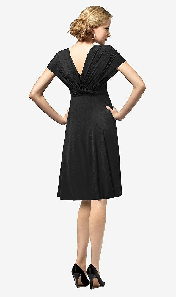 Back View - Black Twist Wrap Convertible Mini Dress