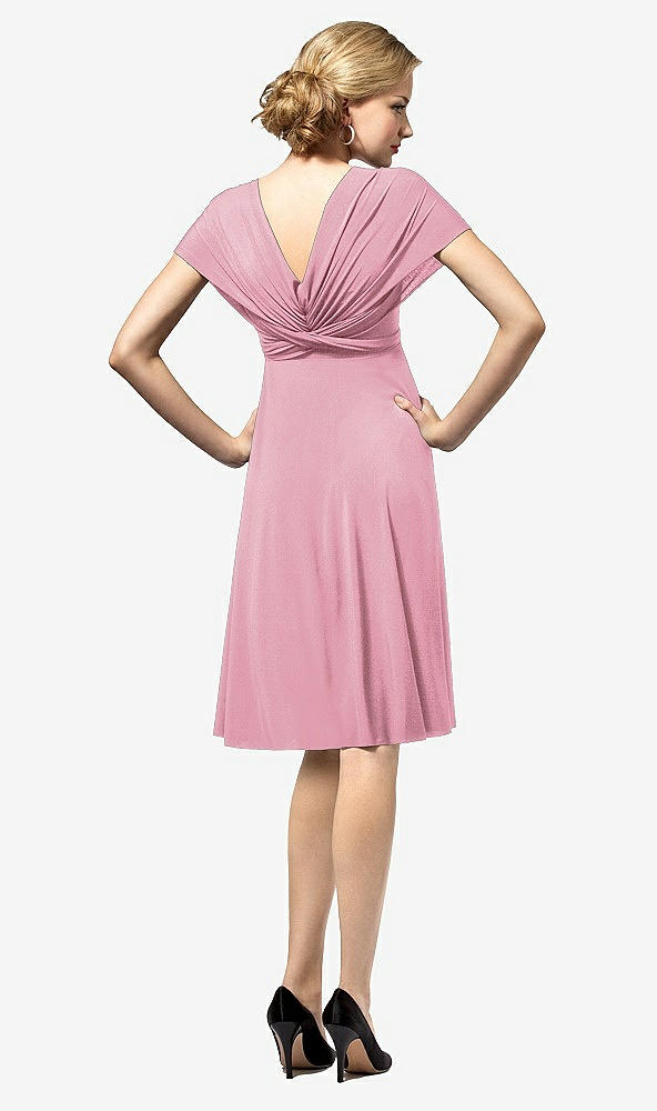 Back View - Sea Pink Twist Wrap Convertible Mini Dress