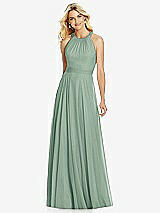 Front View Thumbnail - Seagrass Cross Strap Open-Back Halter Maxi Dress