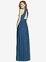 Rear View Thumbnail - Dusk Blue Cutout Open-Back Shirred Halter Maxi Dress