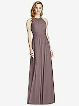 Front View Thumbnail - French Truffle Cutout Open-Back Shirred Halter Maxi Dress