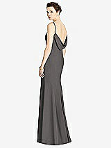 Front View Thumbnail - Caviar Gray Bateau-Neck Open Cowl-Back Trumpet Gown