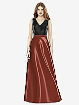 Front View Thumbnail - Auburn Moon & Black Sleeveless A-Line Satin Dress with Pockets