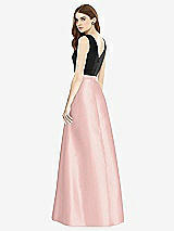 Rear View Thumbnail - Rose - PANTONE Rose Quartz & Black Sleeveless A-Line Satin Dress with Pockets
