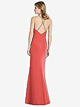 Rear View Thumbnail - Perfect Coral Criss Cross Open-Back Chiffon Trumpet Gown
