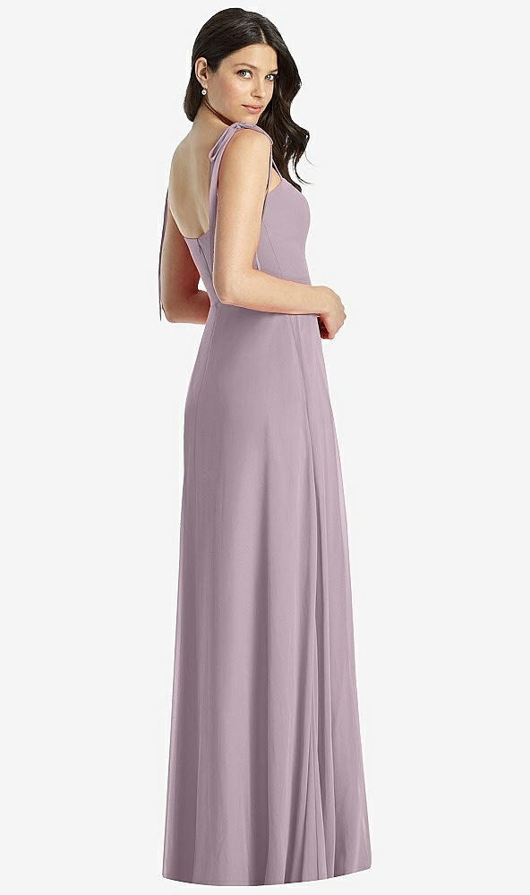 Back View - Lilac Dusk Tie-Shoulder Chiffon Maxi Dress with Front Slit