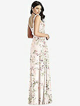 Rear View Thumbnail - Blush Garden Tie-Shoulder Chiffon Maxi Dress with Front Slit