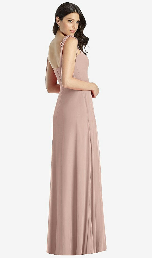 Back View - Bliss Tie-Shoulder Chiffon Maxi Dress with Front Slit
