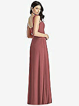 Rear View Thumbnail - English Rose Tie-Shoulder Chiffon Maxi Dress with Front Slit