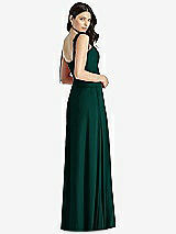 Rear View Thumbnail - Evergreen Tie-Shoulder Chiffon Maxi Dress with Front Slit
