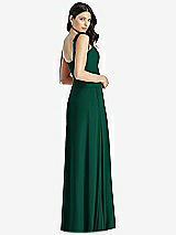 Rear View Thumbnail - Hunter Green Tie-Shoulder Chiffon Maxi Dress with Front Slit