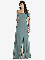 Front View Thumbnail - Icelandic Tie-Shoulder Chiffon Maxi Dress with Front Slit