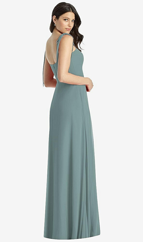 Back View - Icelandic Tie-Shoulder Chiffon Maxi Dress with Front Slit