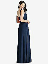 Rear View Thumbnail - Midnight Navy Tie-Shoulder Chiffon Maxi Dress with Front Slit