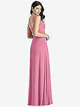 Rear View Thumbnail - Orchid Pink Tie-Shoulder Chiffon Maxi Dress with Front Slit