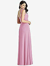 Rear View Thumbnail - Powder Pink Tie-Shoulder Chiffon Maxi Dress with Front Slit