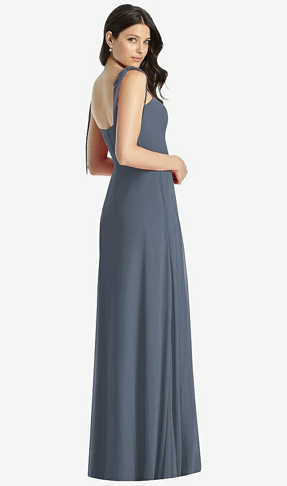 Back View - Silverstone Tie-Shoulder Chiffon Maxi Dress with Front Slit
