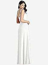 Rear View Thumbnail - White Tie-Shoulder Chiffon Maxi Dress with Front Slit