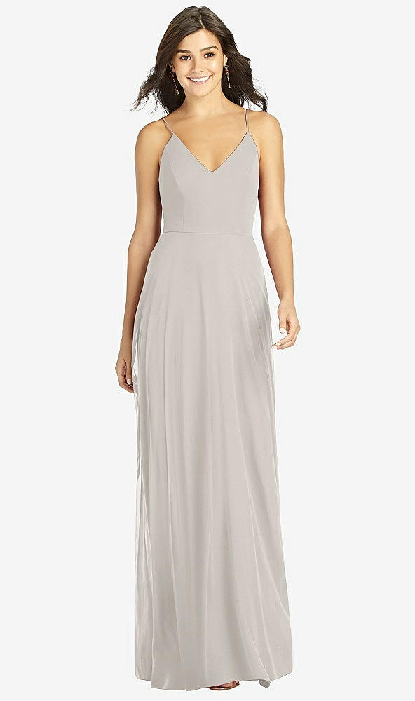Front View - Oyster Criss Cross Back A-Line Maxi Dress