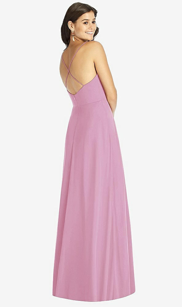 Back View - Powder Pink Criss Cross Back A-Line Maxi Dress