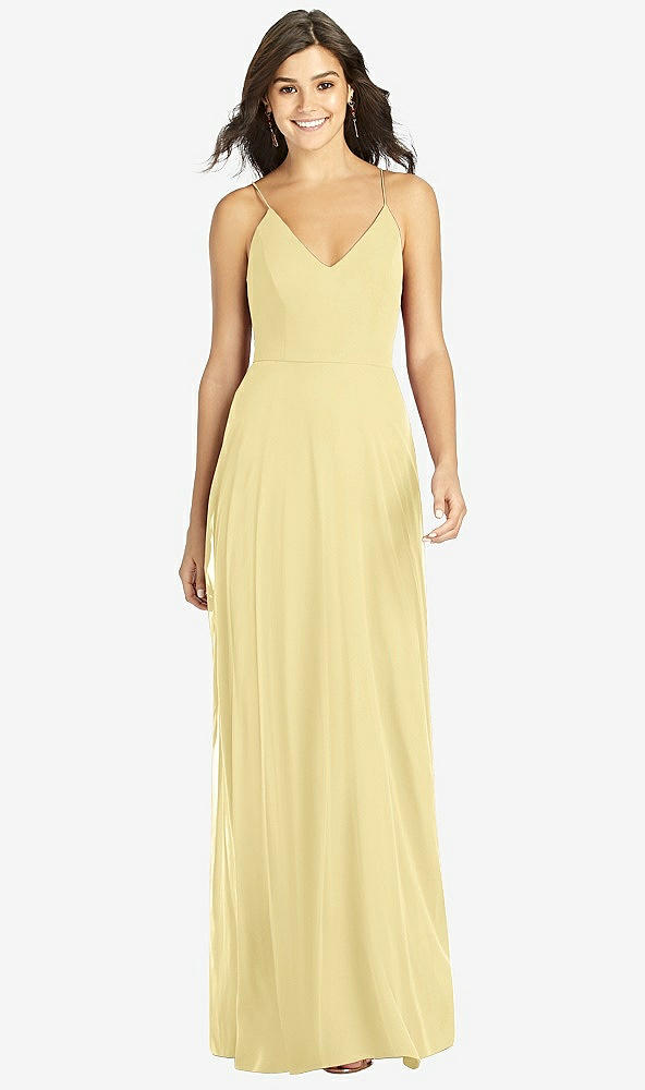 Front View - Pale Yellow Criss Cross Back A-Line Maxi Dress