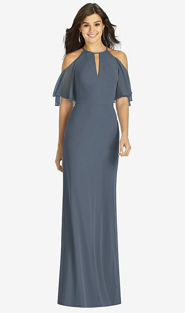 Front View - Silverstone Ruffle Cold-Shoulder Mermaid Maxi Dress