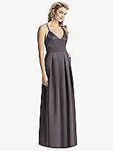 Front View Thumbnail - Stormy Pleated Skirt Satin Maxi Dress with Pockets