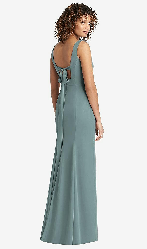 Front View - Icelandic Sleeveless Tie Back Chiffon Trumpet Gown