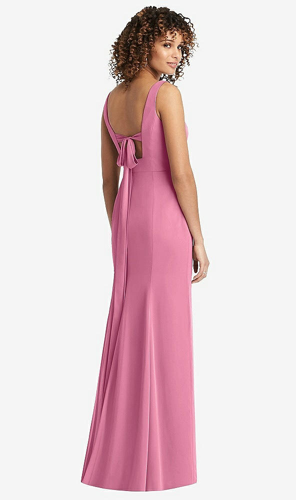 Front View - Orchid Pink Sleeveless Tie Back Chiffon Trumpet Gown