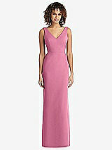 Rear View Thumbnail - Orchid Pink Sleeveless Tie Back Chiffon Trumpet Gown