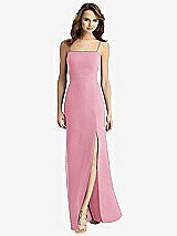 Rear View Thumbnail - Peony Pink Tie-Back Cutout Trumpet Gown with Front Slit