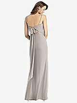 Front View Thumbnail - Taupe Tie-Back Cutout Trumpet Gown with Front Slit