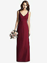Front View Thumbnail - Burgundy Sleeveless V-Back Long Trumpet Gown