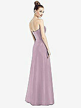 Rear View Thumbnail - Suede Rose Strapless Notch Satin Gown with Pockets