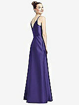 Rear View Thumbnail - Grape Draped Wrap Satin Maxi Dress with Pockets