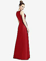 Rear View Thumbnail - Garnet Sleeveless V-Neck Satin Dress with Pockets