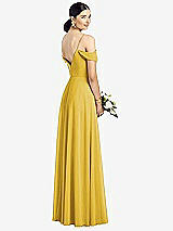 Rear View Thumbnail - Marigold Cold-Shoulder V-Back Chiffon Maxi Dress