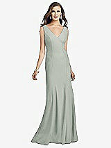 Front View Thumbnail - Willow Green Sleeveless Seamed Bodice Trumpet Gown