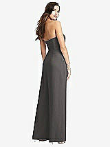 Rear View Thumbnail - Caviar Gray Strapless Notch Crepe Jumpsuit with Pockets