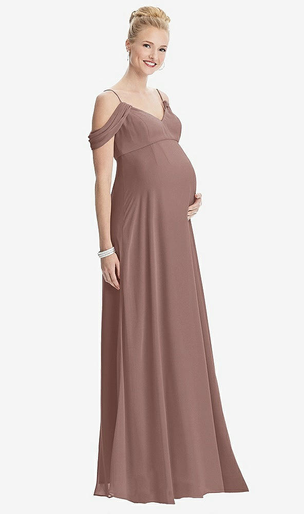 Front View - Sienna Draped Cold-Shoulder Chiffon Maternity Dress