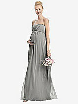 Front View Thumbnail - Chelsea Gray Strapless Chiffon Shirred Skirt Maternity Dress