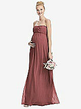 Front View Thumbnail - English Rose Strapless Chiffon Shirred Skirt Maternity Dress