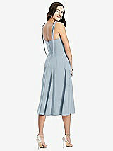 Rear View Thumbnail - Mist Bustier Crepe Midi Dress with Adjustable Bow Straps