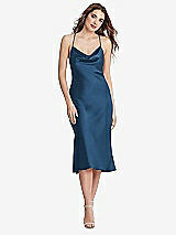 Front View Thumbnail - Dusk Blue Cowl-Neck Convertible Midi Slip Dress - Piper