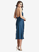 Rear View Thumbnail - Dusk Blue Cowl-Neck Convertible Midi Slip Dress - Piper