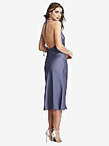 Rear View Thumbnail - French Blue Cowl-Neck Convertible Midi Slip Dress - Piper