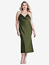 Alt View 2 Thumbnail - Olive Green Cowl-Neck Convertible Midi Slip Dress - Piper